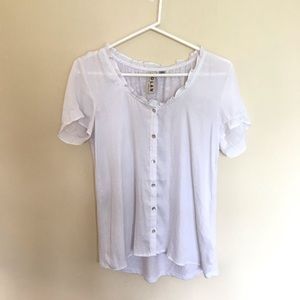 ANTHROPOLOGIE White Button Down T-Shirt